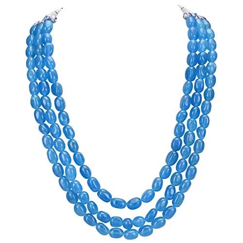 Ratnavali Jewels Blue Necklace 18inch | Traditional Ethnic Beads with Quartz thumbnail 1