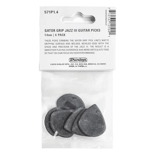 Jim Dunlop Gator Grip Jazz III Pick 1.4MM | Matte, Nonslip, Precise Tone for Guitarists in India thumbnail 2