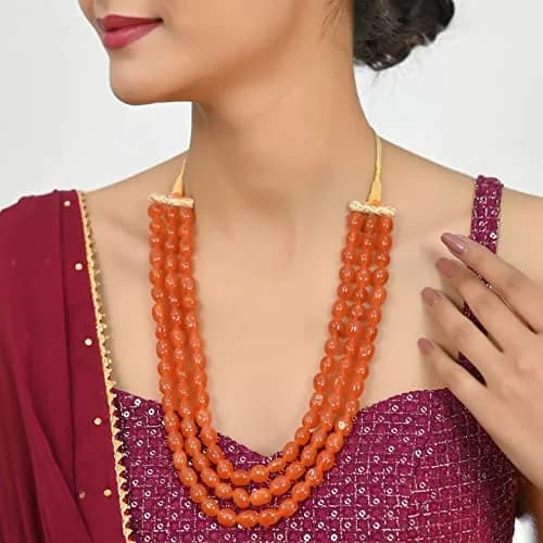 Ratnavali Jewels Quartz Multi Layer Strand Mala Beads Necklace 18inch | Traditional & Trendy Ethnic Jewelry thumbnail 6
