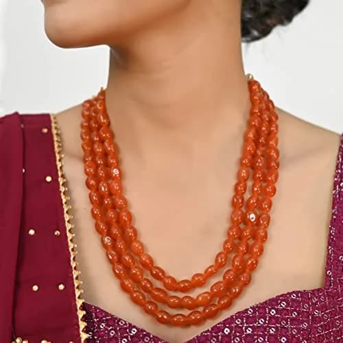 Ratnavali Jewels Quartz Multi Layer Strand Mala Beads Necklace 18inch | Traditional & Trendy Ethnic Jewelry thumbnail 7
