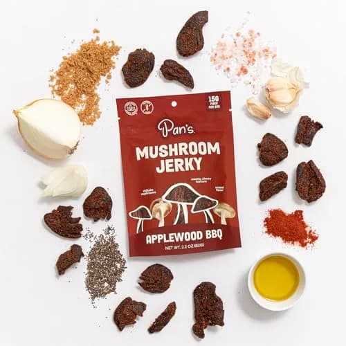 Pan's Mushroom Jerky, Vegan Snacks, Dried Shiitake, Plant-Based Jerky, Gluten Free, High in Fiber (2.2 Oz Pack of 3) thumbnail 4