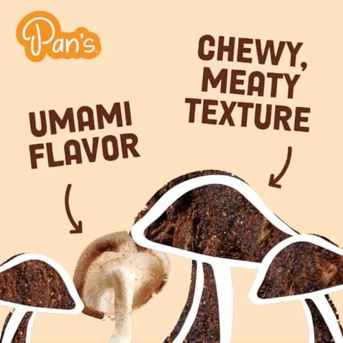 Pan's Mushroom Jerky, Vegan Snacks, Dried Shiitake, Plant-Based Jerky, Gluten Free, High in Fiber (2.2 Oz Pack of 3) thumbnail 6