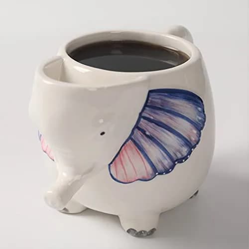 PULCHRITUDIE Elephant 17oz Ceramic Coffee Tea Mug, Hand Painted | Large 17oz Capacity, Safe & Hand Painted thumbnail 1