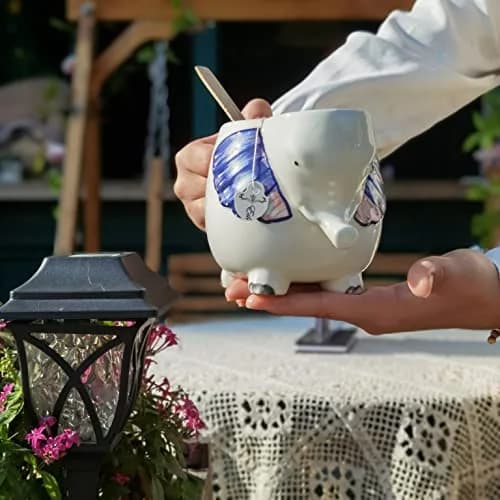 PULCHRITUDIE Elephant 17oz Ceramic Coffee Tea Mug, Hand Painted | Large 17oz Capacity, Safe & Hand Painted thumbnail 6