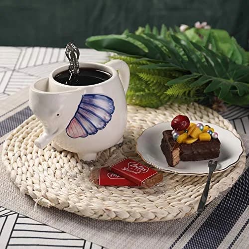 PULCHRITUDIE Elephant 17oz Ceramic Coffee Tea Mug, Hand Painted | Large 17oz Capacity, Safe & Hand Painted thumbnail 2