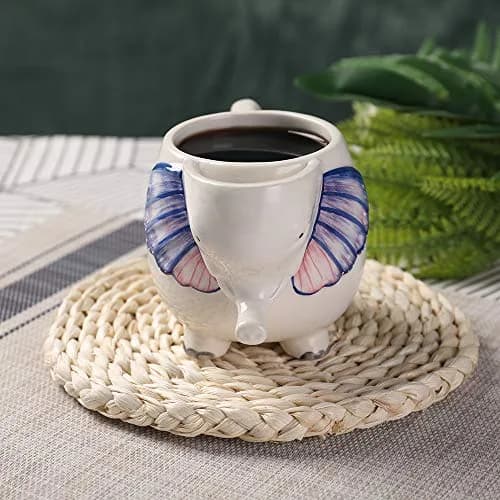 PULCHRITUDIE Elephant 17oz Ceramic Coffee Tea Mug, Hand Painted | Large 17oz Capacity, Safe & Hand Painted thumbnail 3