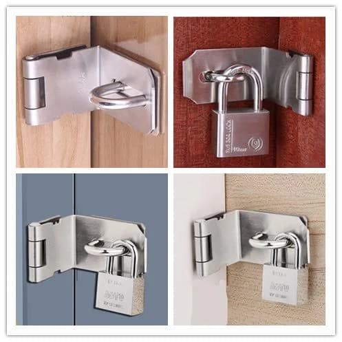 VIDYSUFYR 4 Inch 90 Degree Padlock Hasp, Stainless Steel Safety Door Latches, Solid Gate Padlock Hasp (2-Pack, Silver) thumbnail 4