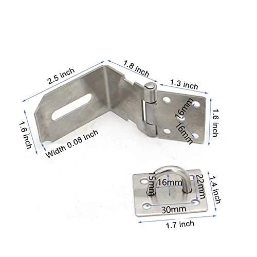 VIDYSUFYR 4 Inch 90 Degree Padlock Hasp, Stainless Steel Safety Door Latches, Solid Gate Padlock Hasp (2-Pack, Silver) thumbnail 2