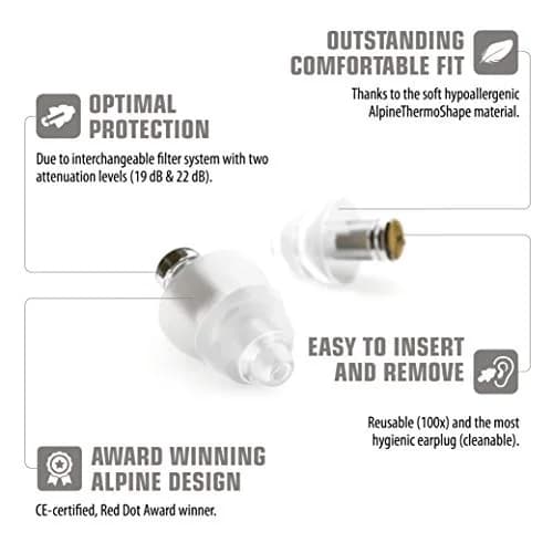 Alpine MusicSafe High Fidelity Earplugs for Musicians 19 & 22 dB Filters | Professional Hearing Protection thumbnail 2