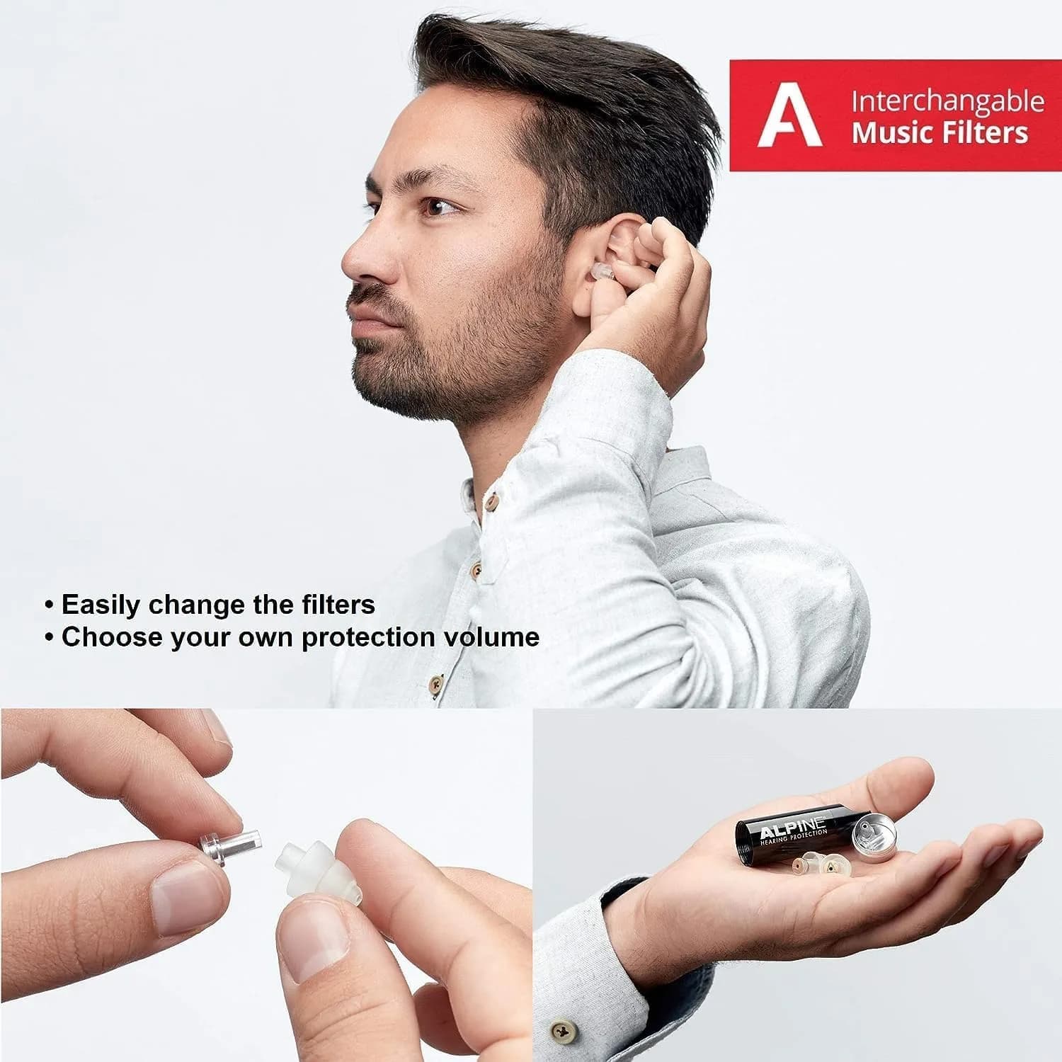 Alpine MusicSafe High Fidelity Earplugs for Musicians 19 & 22 dB Filters | Professional Hearing Protection - view 4