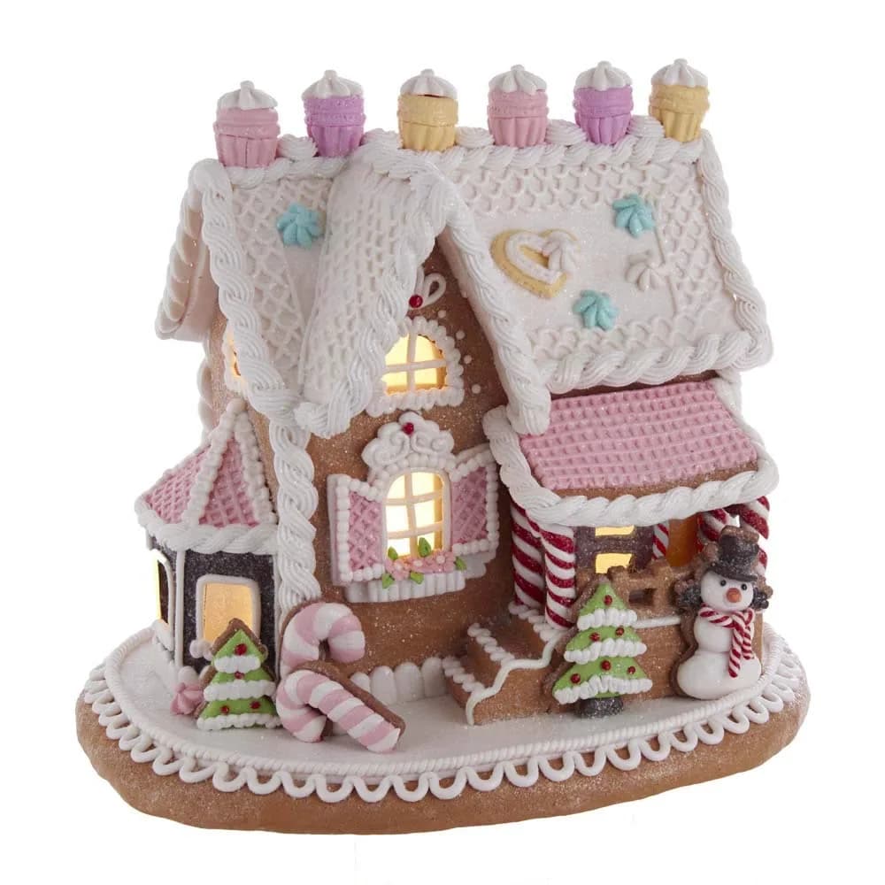 Kurt S. Adler 9-Inch Gingerbread House with LED Lights, Multi | Festive Holiday Home Décor Accent - main product image