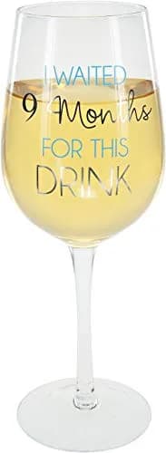 Pavilion Gift Company Blue Stemmed Wine Glass 473ml (16 Oz) | Funny New Mom Gift thumbnail 1