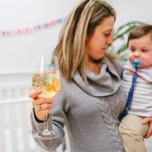 Pavilion Gift Company Blue Stemmed Wine Glass 473ml (16 Oz) | Funny New Mom Gift thumbnail 5