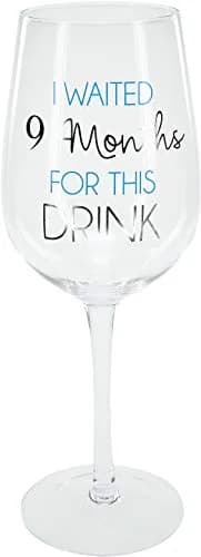 Pavilion Gift Company Blue Stemmed Wine Glass 473ml (16 Oz) | Funny New Mom Gift thumbnail 2