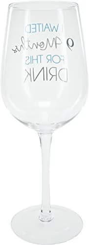 Pavilion Gift Company Blue Stemmed Wine Glass 473ml (16 Oz) | Funny New Mom Gift thumbnail 3