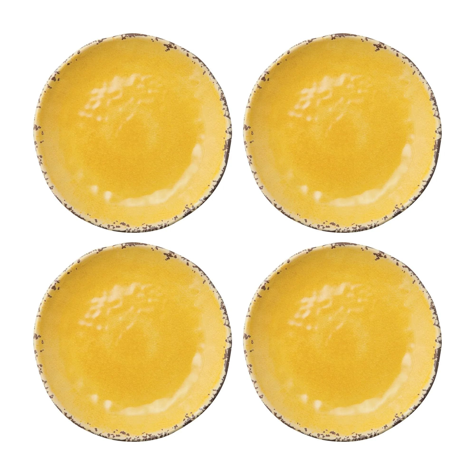 Supreme Housewares 4-Piece 6 Inch Melamine Dessert Plates Crackle Yellow | Elegant & Durable Serving Plates