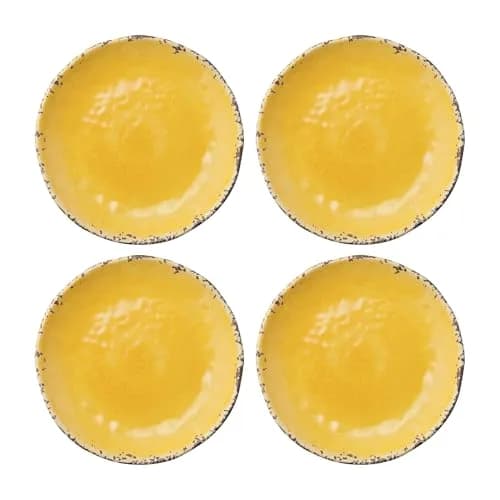 Supreme Housewares 4-Piece 6 Inch Melamine Dessert Plates Crackle Yellow | Elegant & Durable Serving Plates thumbnail 1
