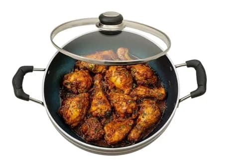 DBY Deep Kadai 2.2 LTR Aluminium Non Stick Frying Pan with Glass Lid | Induction & Gas Compatible thumbnail 9
