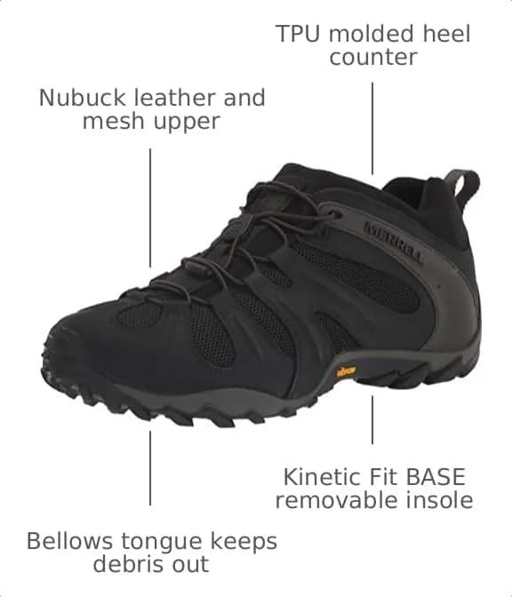 Merrell Mens CHAM 8 Stretch Hiking Shoe, Black,7 | Lightweight Outdoor Hiking Footwear thumbnail 4