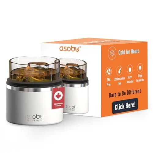 asobu Whiskey Glass with Insulated Stainless Steel Sleeve, 10.5 oz | Keeps Liquor Chilled & Never Diluted thumbnail 1