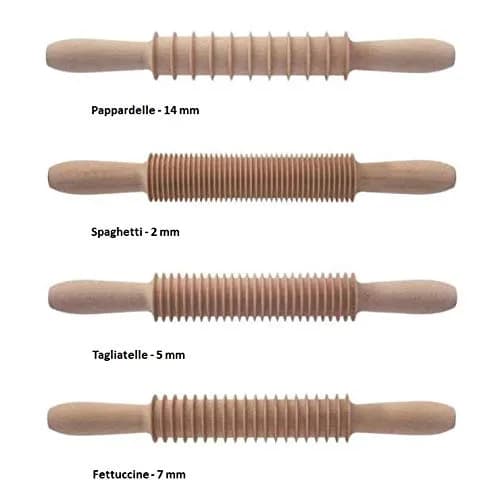 Tredoni Wooden Fettuccine Pasta Cutter Rolling Pin (Fettuccine - 7mm) | Professional Italian Pasta Tool for Home & Kitchen thumbnail 3