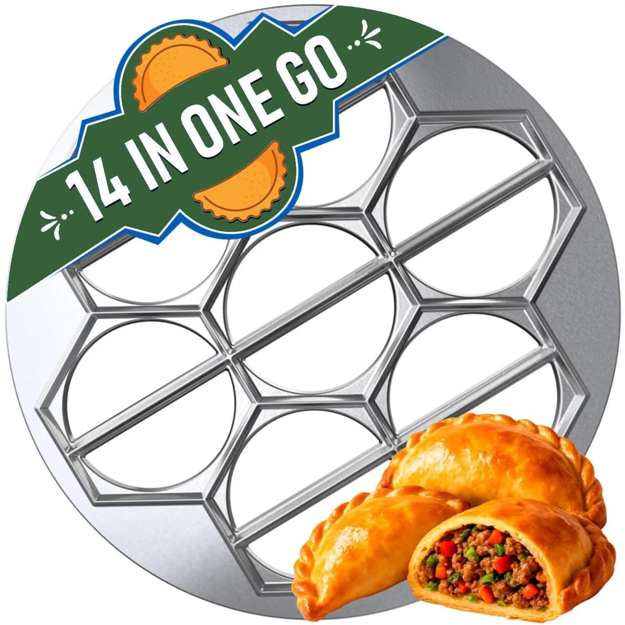 MHH Ravioli & Empanada Maker – Heavy-Duty 14-Slot Mold Press for Homemade Dumplings, Pastries, Samosas & More | Global Recipes — 1. Metal