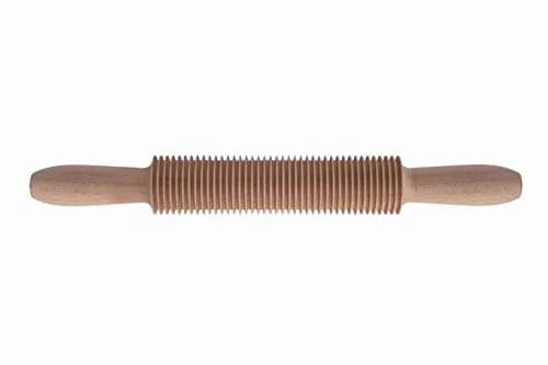 Tredoni Wooden Tagliatelle Pasta Cutter Rolling Pin (Tagliatelle - 5mm) | Professional Italian Pasta Tool — Natural