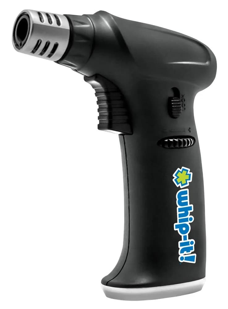 Whip-It! Stealth Torch Black - Kitchen Torch Lighter with Adjustable Flame & Safety Lock, Creme Brulee Torch for Cooking, Dessert, Baking — Black