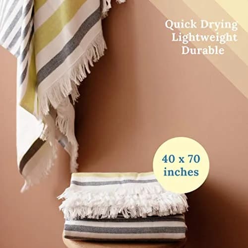 Luzia Striped Peshtemal Multi-Use Towel 102cm x 178cm (40 x 70 inches) | Premium Turkish Cotton, Quick Drying thumbnail 5