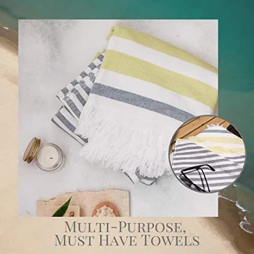 Luzia Striped Peshtemal Multi-Use Towel 102cm x 178cm (40 x 70 inches) | Premium Turkish Cotton, Quick Drying thumbnail 6