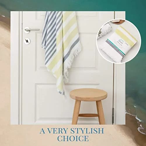 Luzia Striped Peshtemal Multi-Use Towel 102cm x 178cm (40 x 70 inches) | Premium Turkish Cotton, Quick Drying thumbnail 8
