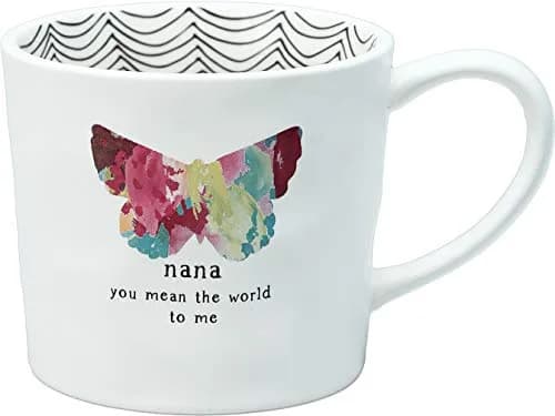Pavilion Gift Company Nana Butterfly Rainbow Stripe Stoneware Coffee Mug 473ml (16 Oz) | Dishwasher Safe thumbnail 1