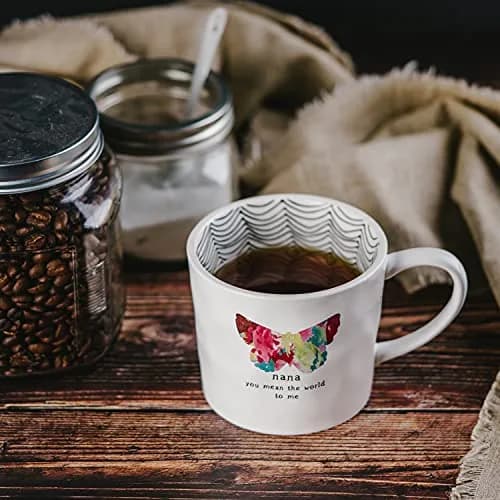 Pavilion Gift Company Nana Butterfly Rainbow Stripe Stoneware Coffee Mug 473ml (16 Oz) | Dishwasher Safe thumbnail 6