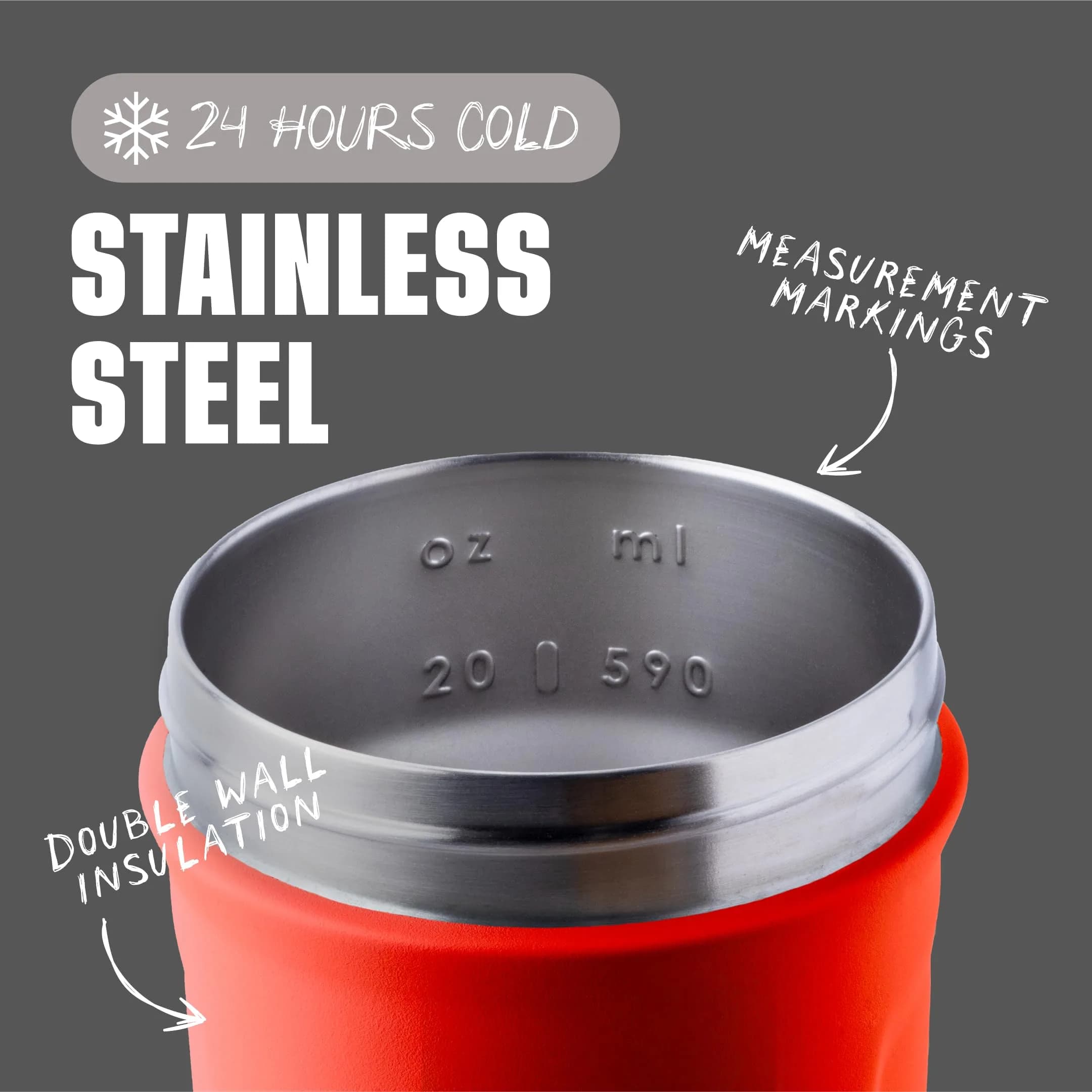 BlenderBottle Strada Insulated Stainless Steel Shaker Cup 710ml (24oz) with Wire Whisk | Keeps Drinks Cold 24 Hours - view 3
