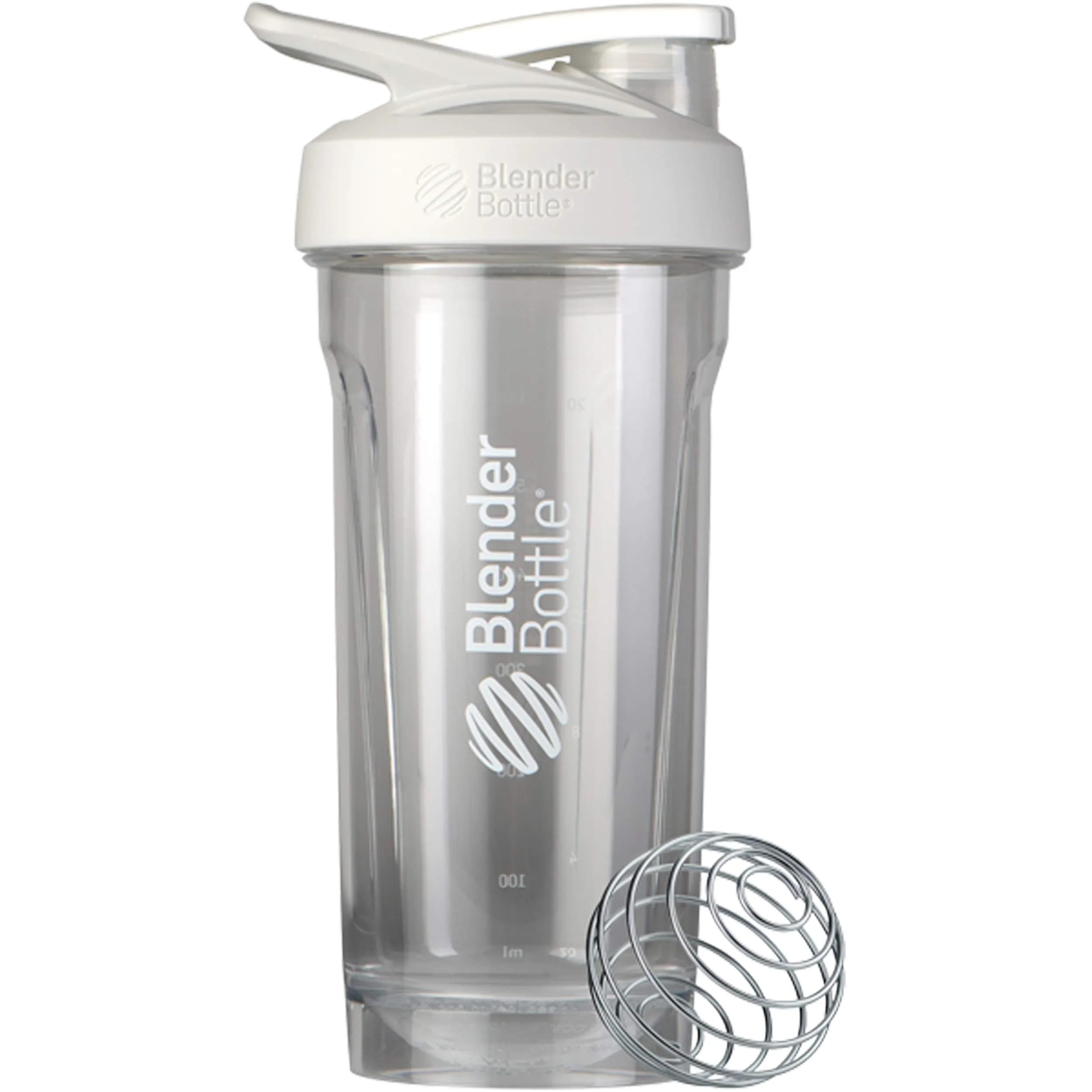 BlenderBottle Strada Shaker Bottle 28 oz (828 ml) White | Push-Button Flip Cap & BlenderBall Whisk — White