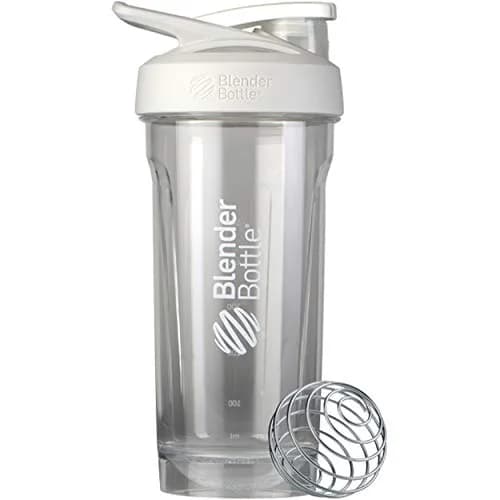 BlenderBottle Strada Shaker Bottle 28 oz (828 ml) White | Push-Button Flip Cap & BlenderBall Whisk thumbnail 1