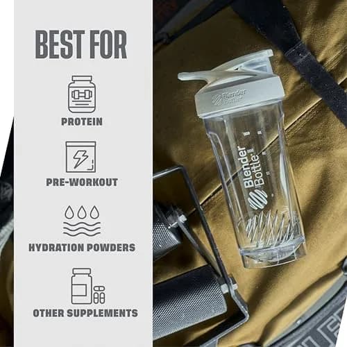 BlenderBottle Strada Shaker Bottle 28 oz (828 ml) White | Push-Button Flip Cap & BlenderBall Whisk thumbnail 5