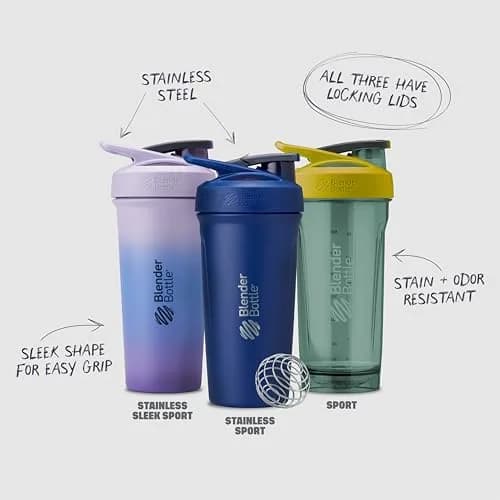 BlenderBottle Strada Shaker Bottle 28 oz (828 ml) White | Push-Button Flip Cap & BlenderBall Whisk thumbnail 6
