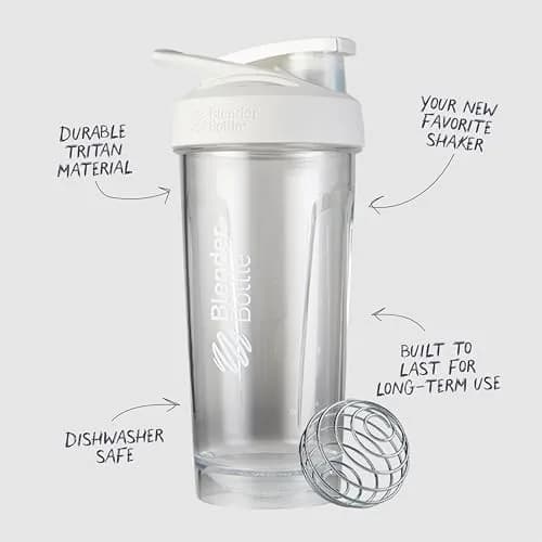 BlenderBottle Strada Shaker Bottle 28 oz (828 ml) White | Push-Button Flip Cap & BlenderBall Whisk thumbnail 3