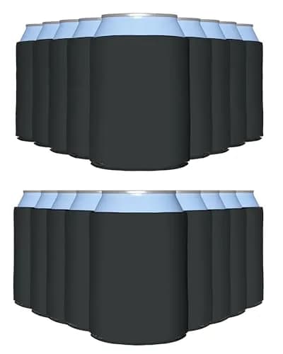 PartyPrints 100 Pack Charcoal Blank Can Cooler Sleeves, Customizable Insulated Foam for 12oz & 16oz Cans | Bulk Party Favors thumbnail 1