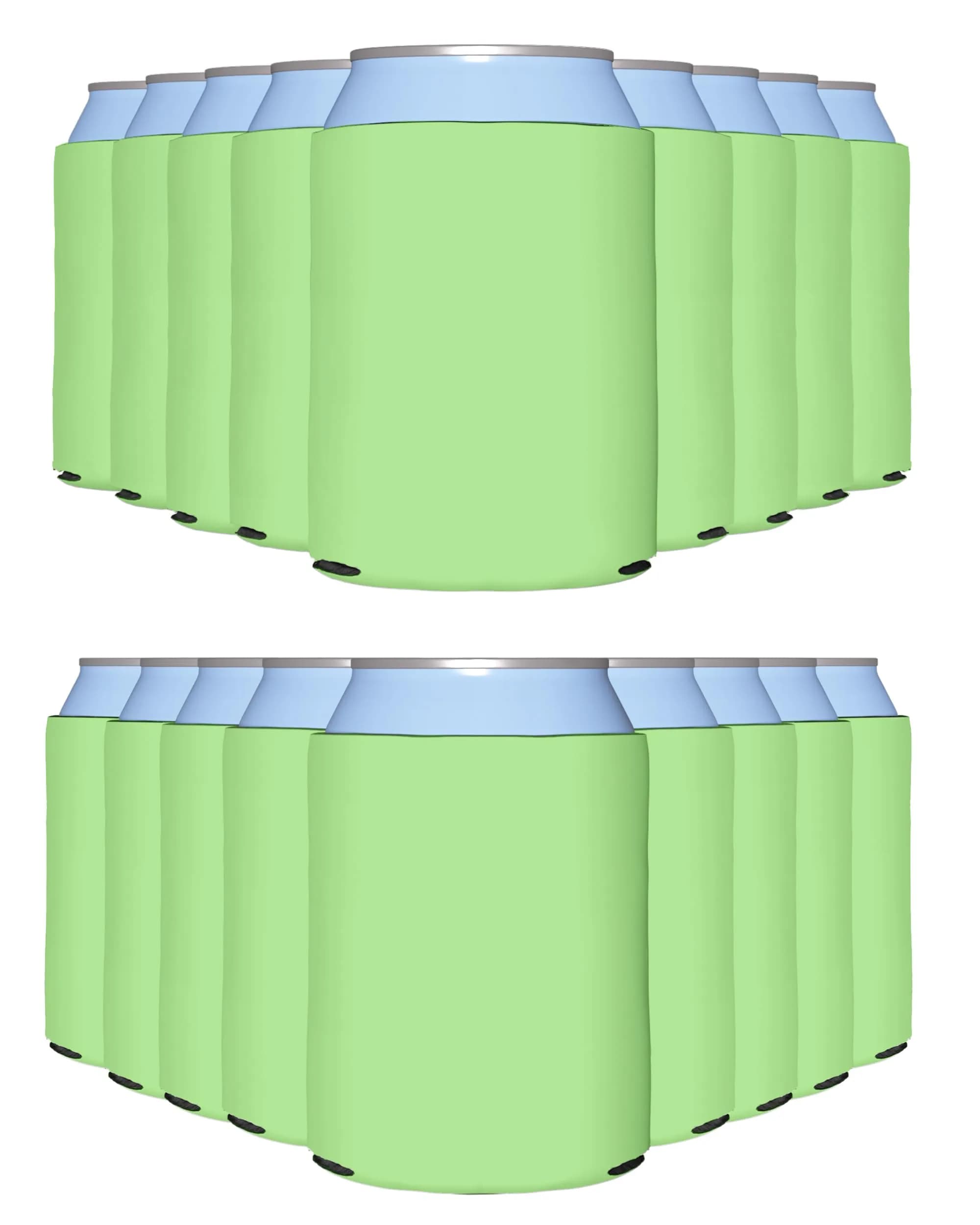 PartyPrints 100 Pack Pistachio Blank Can Cooler Sleeves | Insulated Foam Drink Holder for 12oz & 16oz Cans
