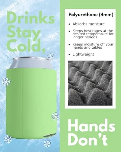 PartyPrints 100 Pack Pistachio Blank Can Cooler Sleeves | Insulated Foam Drink Holder for 12oz & 16oz Cans thumbnail 6