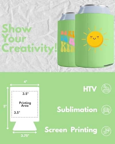 PartyPrints 100 Pack Pistachio Blank Can Cooler Sleeves | Insulated Foam Drink Holder for 12oz & 16oz Cans thumbnail 2