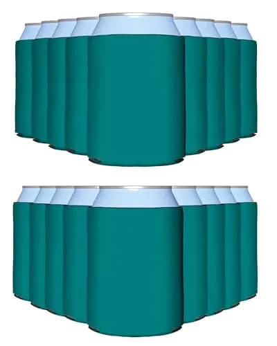 PartyPrints Teal Blank Can Cooler Sleeves (100 Pack) | Customizable Foam Insulators for 12oz & 16oz Cans thumbnail 1