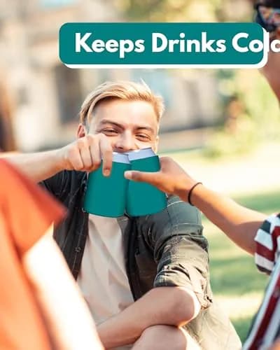PartyPrints Teal Blank Can Cooler Sleeves (100 Pack) | Customizable Foam Insulators for 12oz & 16oz Cans thumbnail 5