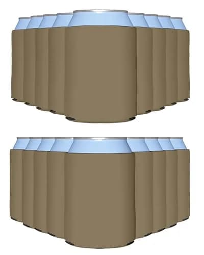 PartyPrints 100 Pack Taupe Blank Can Cooler Sleeves | Customizable Foam for 12oz & 16oz Cans thumbnail 1