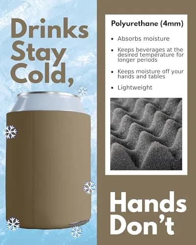PartyPrints 100 Pack Taupe Blank Can Cooler Sleeves | Customizable Foam for 12oz & 16oz Cans thumbnail 6