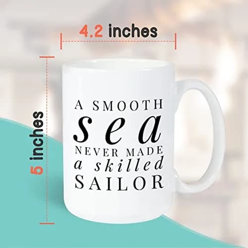 Bubble Hugs Sailor Coffee Mug 443ml (15 Oz) | Smooth Sea Never Made a Skilled Sailor thumbnail 4