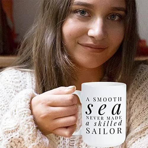 Bubble Hugs Sailor Coffee Mug 443ml (15 Oz) | Smooth Sea Never Made a Skilled Sailor thumbnail 7