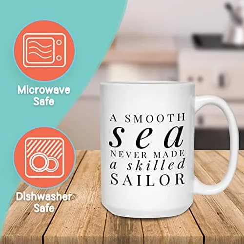 Bubble Hugs Sailor Coffee Mug 443ml (15 Oz) | Smooth Sea Never Made a Skilled Sailor thumbnail 2